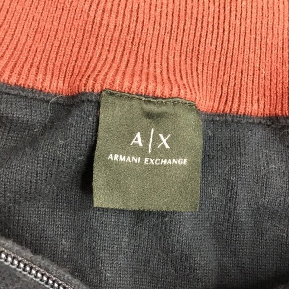 A l X Armani Exchange Quarter Zip Up Sweater Mock Neck Navy Large Men's - Picture 12 of 12